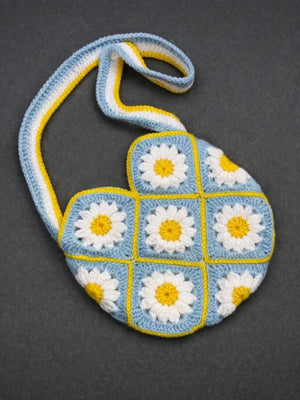 Floral Handmade Shoulder Bag BLUE AND YELLOW