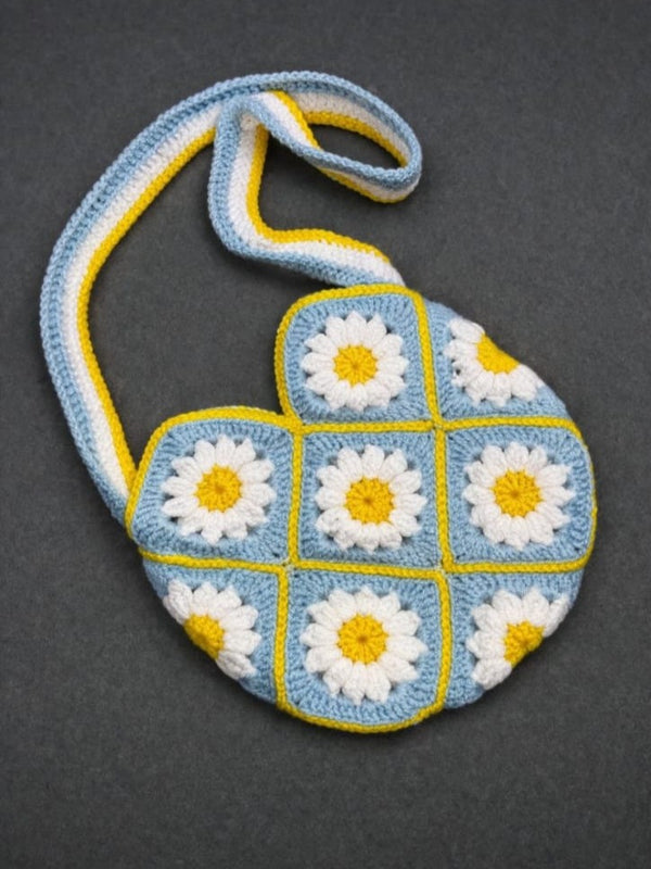 Floral Handmade Shoulder Bag BLUE AND YELLOW