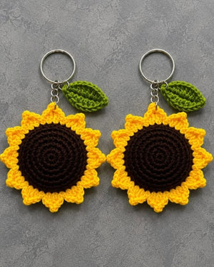 HANDMADE SUNFLOWER CROCHET KEYCHAINS