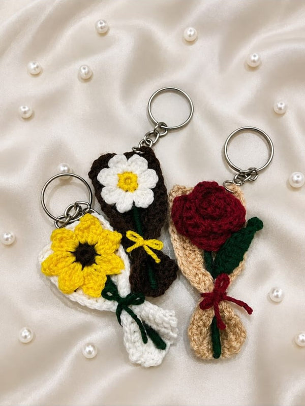 Mini Bloom Crochet Flower Keychains